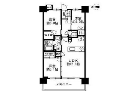 プレミスト川口並木(3LDK/7階)の間取り写真
