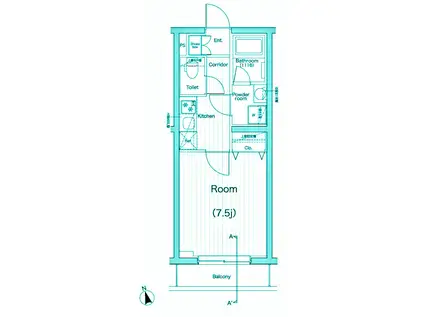 プレミアムキューブ奥沢シャープMO(1K/1階)の間取り写真