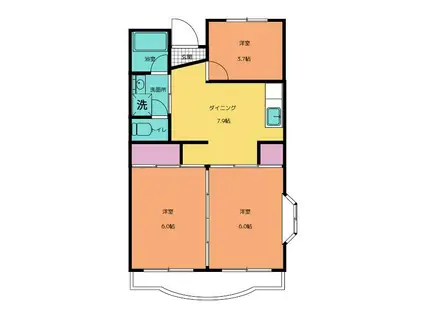 丸新ハイツ(3DK/4階)の間取り写真