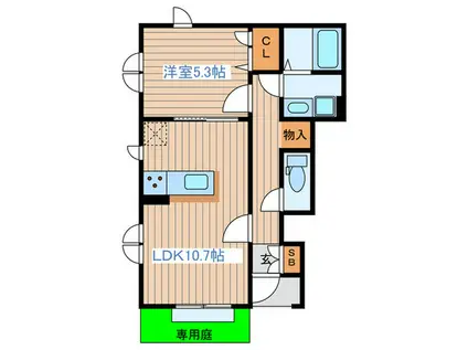花水木弐番館(1LDK/1階)の間取り写真