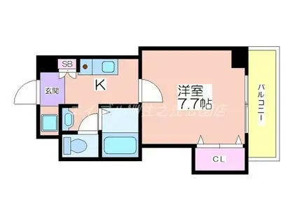 Mプラザ住吉公園壱番館(1K/2階)の間取り写真