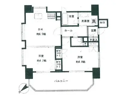 藤和シティホームズ代々木二丁目(2DK/2階)の間取り写真