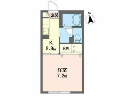 メルベーユ C(1K/1階)の間取り写真