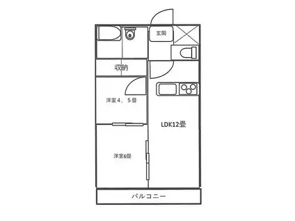 シオン中野木(2LDK/2階)の間取り写真