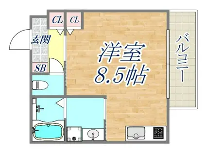 ココディール(ワンルーム/2階)の間取り写真