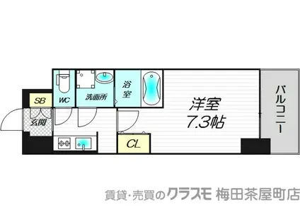 LA DOUCEUR西天満(1K/2階)の間取り写真