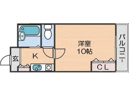 ハイツ五條(1K/4階)の間取り写真
