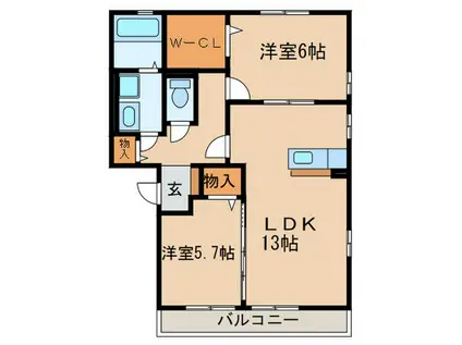メープルハウス(2LDK/2階)の間取り写真