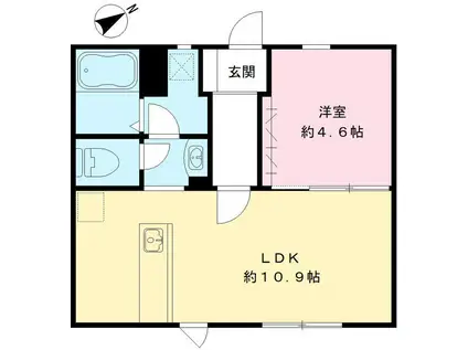 サウス WOOD(1LDK/2階)の間取り写真