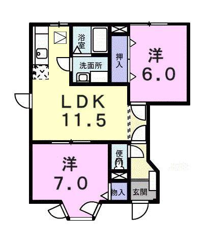 ウエストコートC(2LDK/1階)の間取り写真