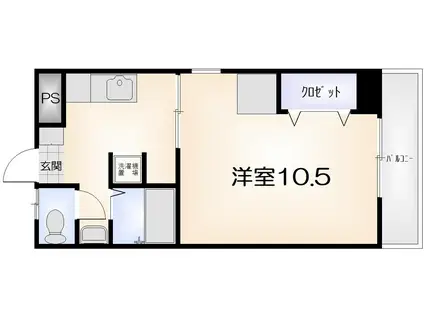 ハーバーハイツ万代町(1K/4階)の間取り写真