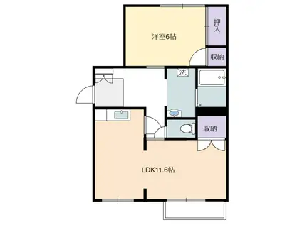 ヴィラサンモール(1LDK/2階)の間取り写真