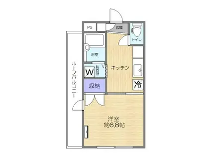 ベルフラワー(1K/3階)の間取り写真