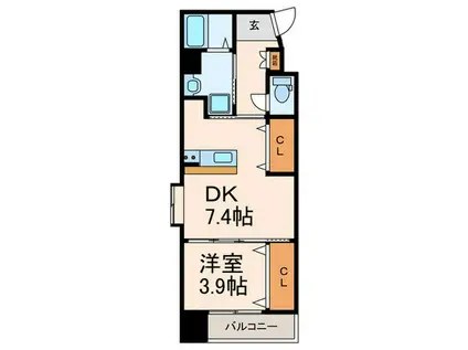 アルゴヴィラージュ天神II(1DK/8階)の間取り写真