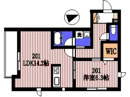 グランド スクエア ウエスト(1LDK/2階)の間取り写真