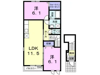 グランデカメリア山の手IX(2LDK/2階)の間取り写真