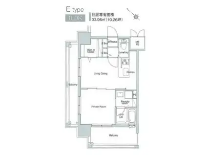 エンクレスト天神STAGE(1LDK/10階)の間取り写真