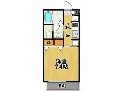 エトワールハイツ(1K/2階)の間取り写真