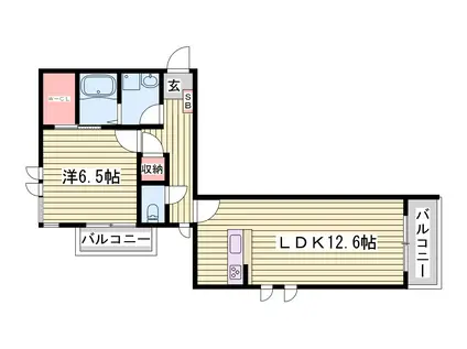 エグレット姫路III(1LDK/3階)の間取り写真