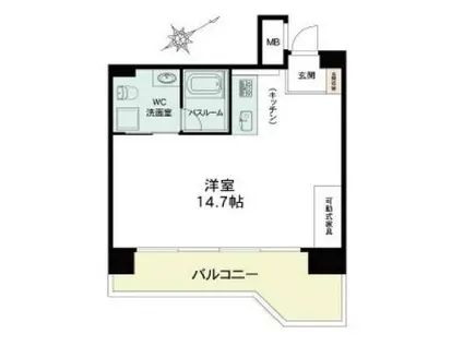 ロイスグラン神戸湊川公園(ワンルーム/5階)の間取り写真