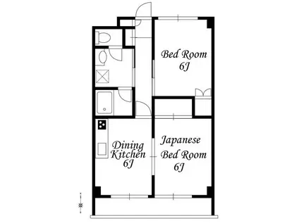 グランドール用賀A棟(2DK/2階)の間取り写真