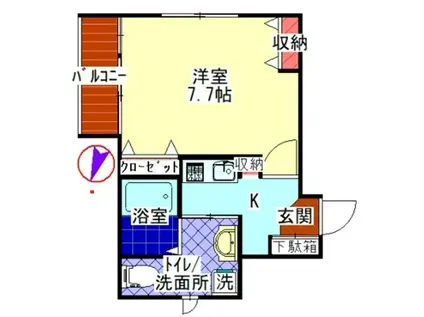 サンフローロ(1K/2階)の間取り写真