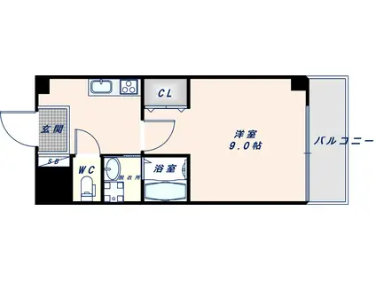 ル・クール長瀬(1K/2階)の間取り写真