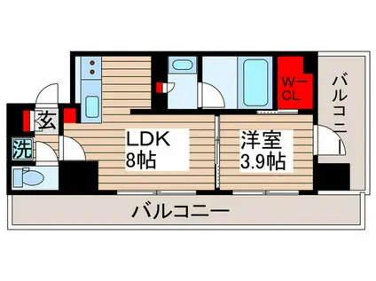 ザ・パークハビオ行徳駅前(1LDK/4階)の間取り写真