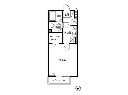 モナリエ平和台 IIIIII(1K/2階)の間取り写真