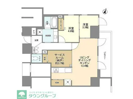 LASANTE麹町(2SLDK/6階)の間取り写真