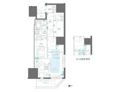 ズーム信濃町(1LDK/12階)の間取り写真