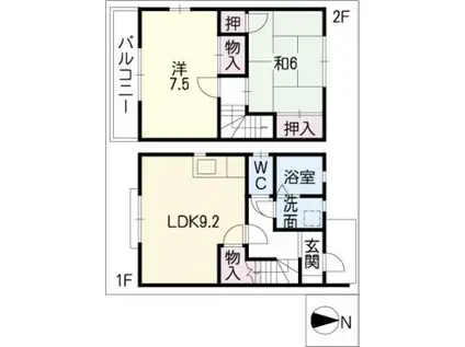 レガーロカルド B棟(2LDK/2階)の間取り写真