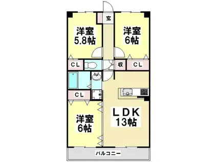 グランコート横川(3LDK/1階)の間取り写真
