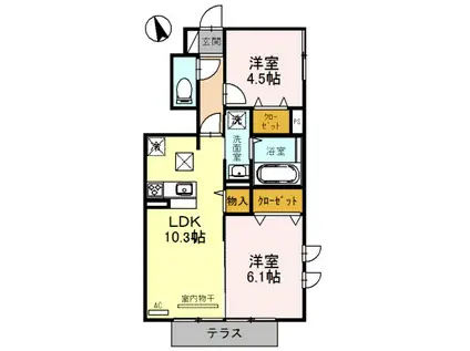 エソラ ソレーユ田寺東(2LDK/1階)の間取り写真