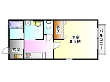 アミュレット三田西山(1K/2階)の間取り写真