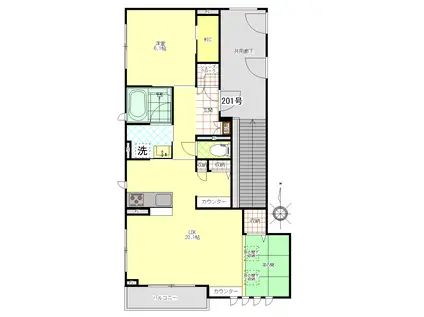 SHMルーチェブル(1LDK/2階)の間取り写真