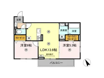 D-ROOM平田台4丁目(2LDK/2階)の間取り写真