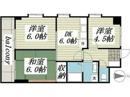 パセール長良(3DK/4階)の間取り写真