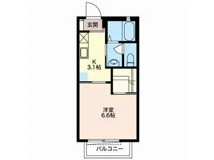 バリュージュNII(1K/1階)の間取り写真