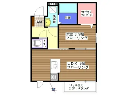 メゾン ローリエ(1LDK/1階)の間取り写真