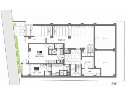 グランヒルズ中落合(ワンルーム/1階)の間取り写真