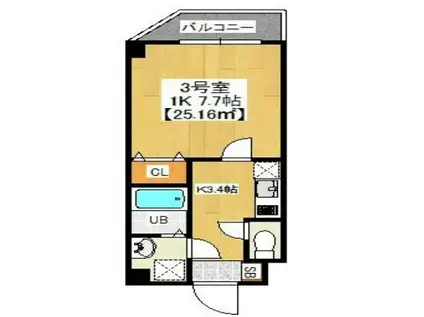 プリファード柏(1K/4階)の間取り写真