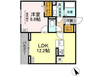 D PAINA 市場下町(1LDK/2階)の間取り写真