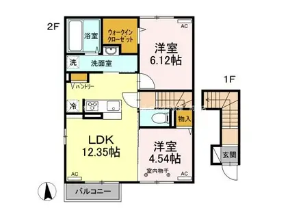 ローズA(2LDK/2階)の間取り写真