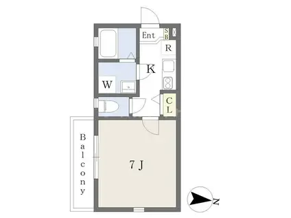 アフェット道場南2(1K/2階)の間取り写真