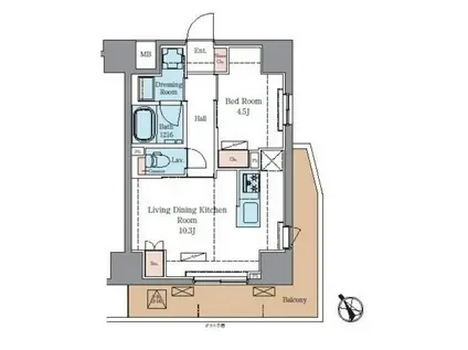 ラグゼナ北千住II(1LDK/7階)の間取り写真