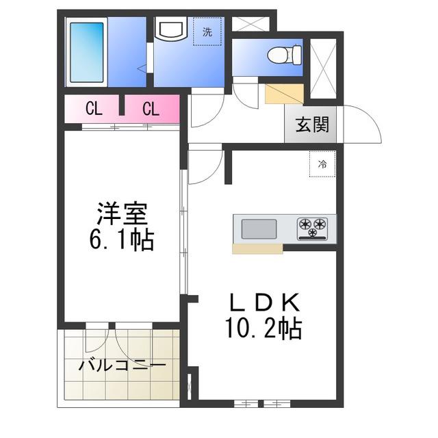 アルモニーメゾン(1LDK/2階)の間取り写真