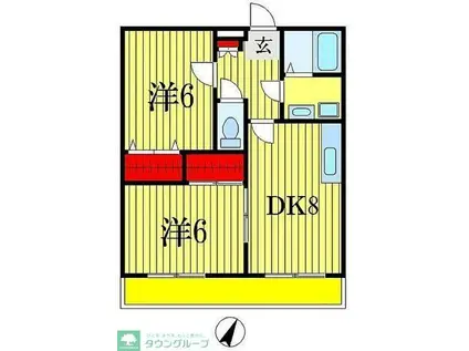 パナタウン白旗II(2DK/1階)の間取り写真