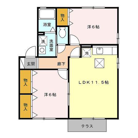 グレイスコートA/B/C(2LDK/1階)の間取り写真