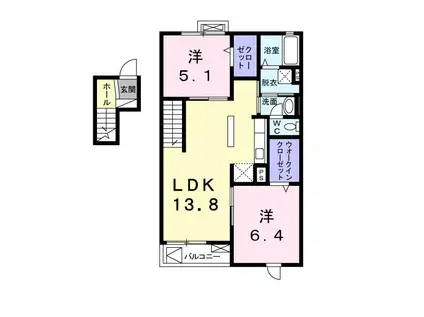 ヴァンベール成田(2LDK/4階)の間取り写真